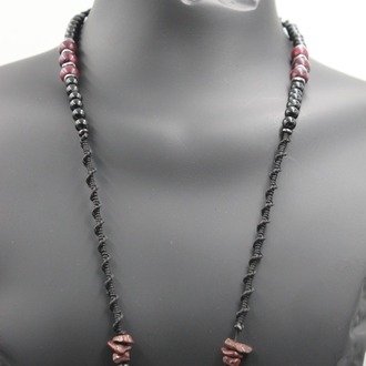 Unique Angel Wing Necklace with Natural Garnet and Ruby - A Handcrafted Treasure