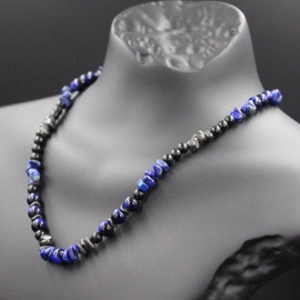 Hematit ve Lapis Lazuli Kolye - El Yapımı, Orijinal Tasarım