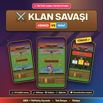 KLAN SAVAŞI – TikTok LIVE Hediye Etkileşimli Kırmızı vs Mavi Savaş Oyunu