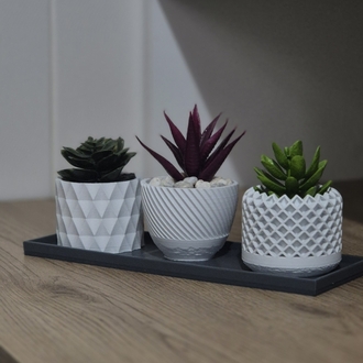 Modern 3'lü Dekoratif Mini Saksı Seti