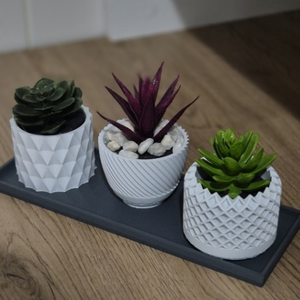 Modern 3'lü Dekoratif Mini Saksı Seti