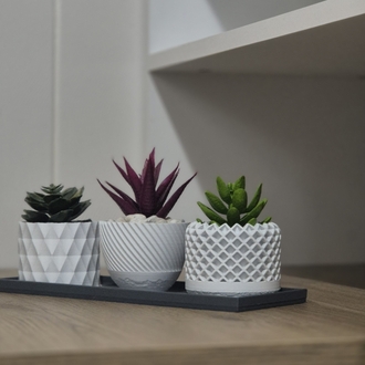 Modern 3'lü Dekoratif Mini Saksı Seti