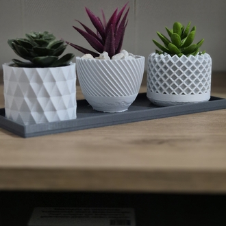 Modern 3'lü Dekoratif Mini Saksı Seti