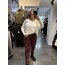 Bordo Mom Deri Pantolon