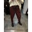 Bordo Mom Deri Pantolon