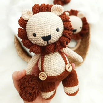 Amigurumi aslan uyku arkadaşı çıngırak diş kaşıyıcı yenidoğan seti