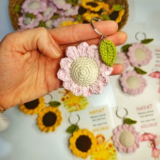 Papatya Sarı ve Pembe Çift Anahtarlık