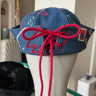 Embroidered Denim Sailor Hat