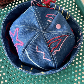Embroidered Denim Sailor Hat