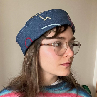 Embroidered Denim Sailor Hat