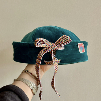 Green Silk Velvet Sailor Hat
