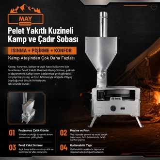 Pelet Yakıtlı Kuzineli Kamp ve Çadır Sobası