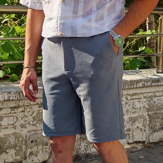 Yazlık Kumaş Dokulu Şort-Füme