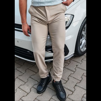 Premium Likralı Jogger Pantolon-Bej