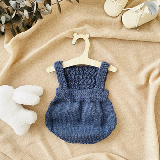 Cove Koleksiyonu Denim Mavisi El Örgüsü Bebek Salopet