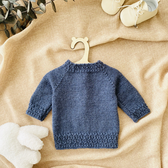Cove Koleksiyonu Denim Mavi El Örgüsü Bebek Hırkası