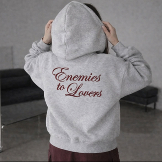 Enemies to lovers arka nakışlı Fermuarlı Hoodie
