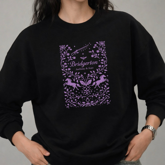 Bridgerton Baskılı Siyah Sweatshirt