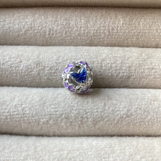 Mor Mineli Çiçekli Top Pandora Charm