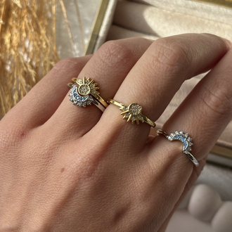 Pandora Model Güneş Ay İkili Yüzük Set