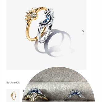 Pandora Model Güneş Ay İkili Yüzük Set