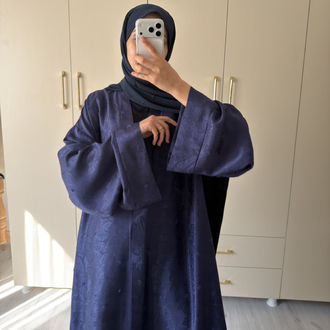 Gece mavisi ipek jakar abaya