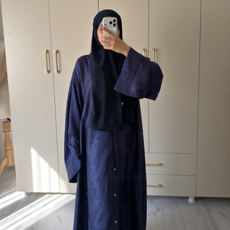 Gece mavisi ipek jakar abaya
