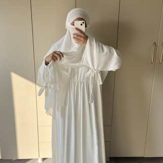Beyaz dubai ipeği abaya 