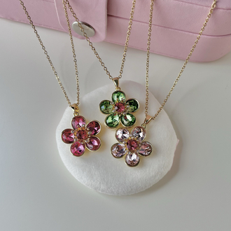 idyllia floral çelik kolye | yeşil