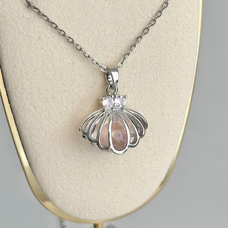Pearly Oyster Çelik Kolye | Silver