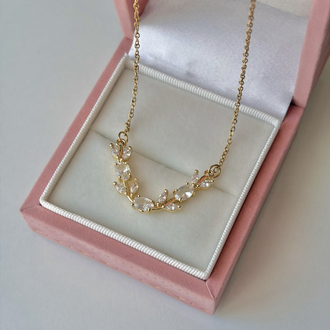 Crystal Tulip Çelik Kolye | Gold