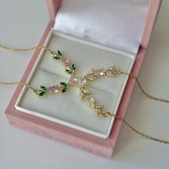 Crystal Tulip Çelik Kolye | Gold