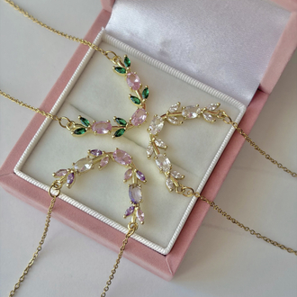 Crystal Tulip Çelik Kolye | Gold
