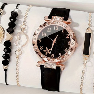 Kadınlar için Elegant Kuvars Kol Saati ve Bileklik Seti - 6 Parça