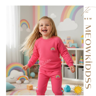 GÖKKUŞAĞI DESENLİ KIZ ÇOCUK TAKIM