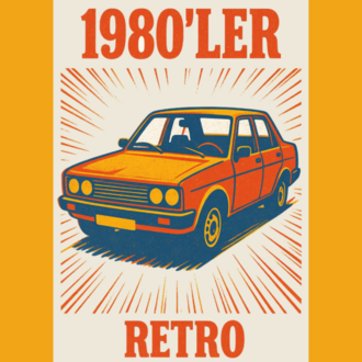 1980'ler Retro Klasik Araba Dijital Poster - Nostaljik Duvar Dekoru A4 PNG (İndirilebilir Ürün)