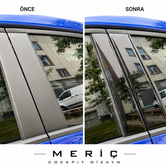 Renault Clio 5 Kapı Direği PianoBlack Kaplama Parlak Siyah Özel Set