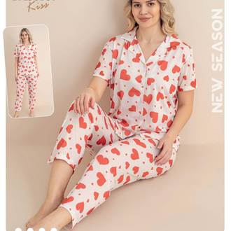 Kalp desenli pijama takımı