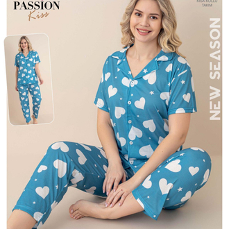 Mavi kalpli pijama takımı 