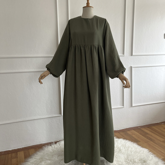 SAHRA Müslin elbise HAKİ 