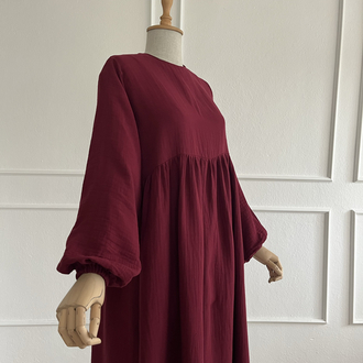 SAHRA Müslin elbise BORDO