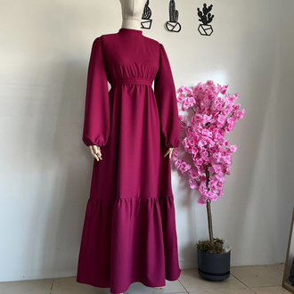 Fişne rengi elbise modeli 
