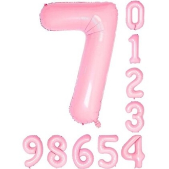 34 İNÇ PEMBE  7 FOLYO RAKAM BALON 