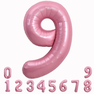 34 İNÇ PEMBE 9 FOLYO RAKAM BALON 