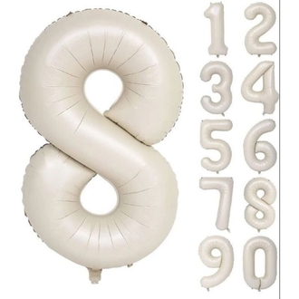 34 İNÇ KREM  8 FOLYO RAKAM BALON 