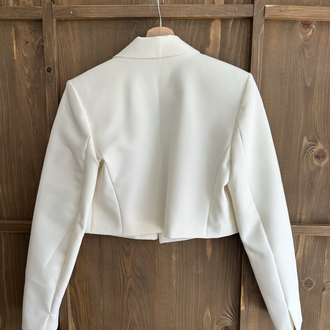 Kreş crop ceket krem 