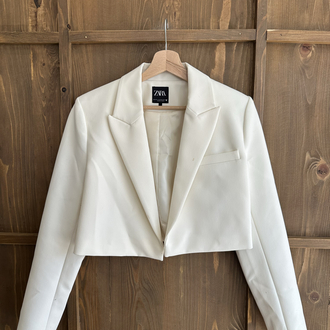 Kreş crop ceket krem 