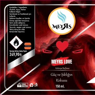 MEYRS 150 ml Parfümlü Kolonya – LOVE – Uzun Kalıcılık – Renkli Şişe