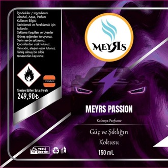 MEYRS 150 ml Parfümlü Kolonya – PASSION – Uzun Kalıcılık – Renkli Şişe