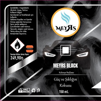 MEYRS 150 ml Parfümlü Kolonya – BLACK – Uzun Kalıcılık – Renkli Şişe